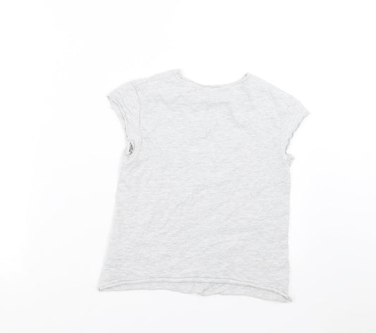 George Girls Grey Basic T-Shirt Size 9-10 Years - unicorn
