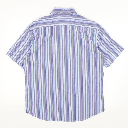 NEXT Mens Blue Striped Button-Up Size M