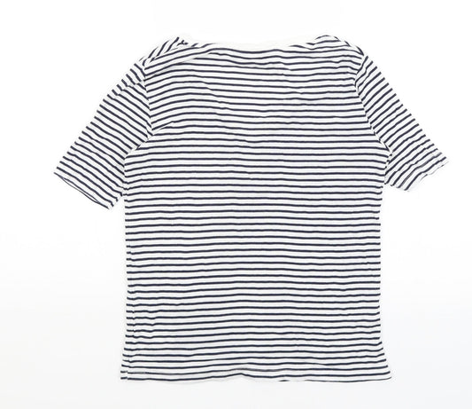 F&F Womens White Striped Basic T-Shirt Size 8