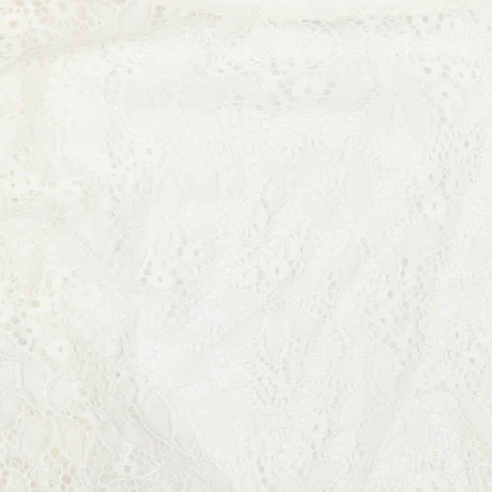 Abollria Womens White Floral Cardigan Jumper Size M