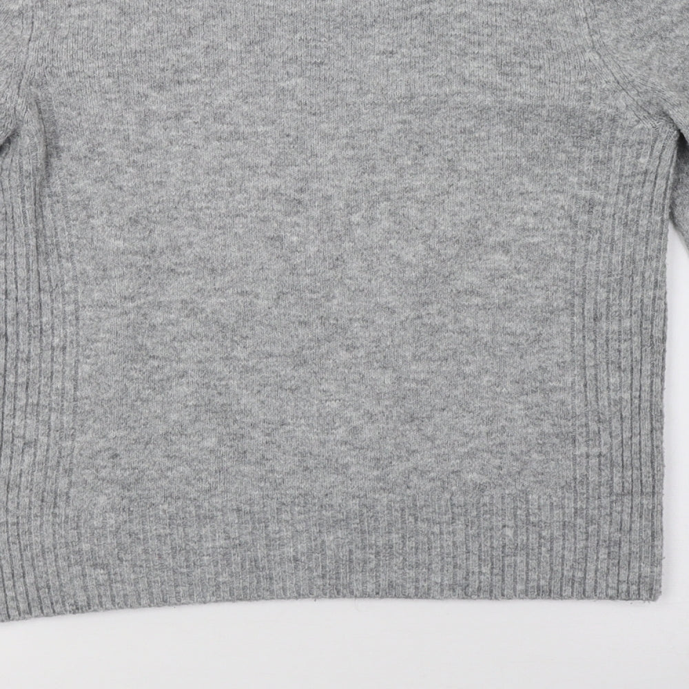 Topshop Womens Grey Knit Henley Sweatshirt Size 6