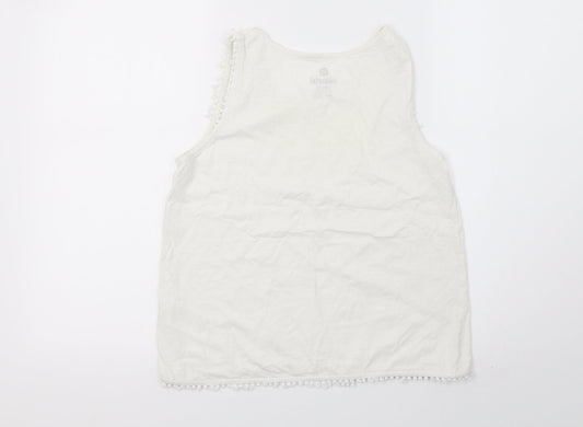 pepperts Girls White Basic T-Shirt Size 10-11 Years