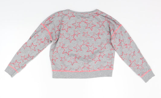 George Girls Grey Geometric Pullover Jumper Size 10-11 Years - details on chest