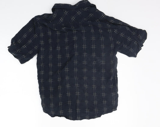 Mens UK Size S NEXT Black Button-Up Short Sleeve Casual Shirt