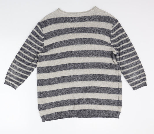Gerry Weber Womens Blue Striped Pullover Jumper Size 14