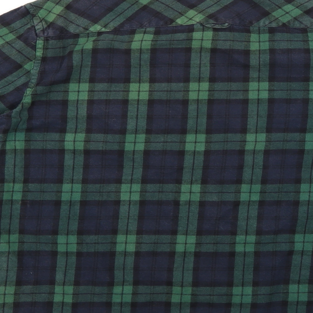 Mens UK Size 17 La Redoute Blue Button-Up Long Sleeve Casual Shirt