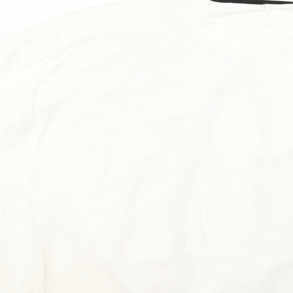 frank saul Womens White Geometric Knit Cardigan Jumper Size L