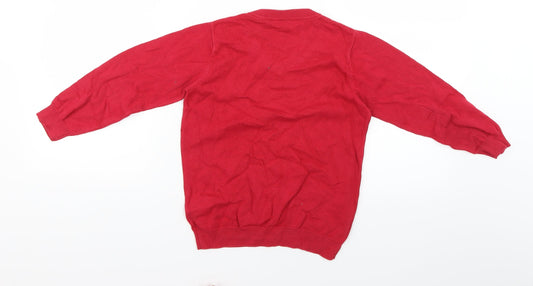 TU Boys Red Knit Pullover Jumper Size 6 Years