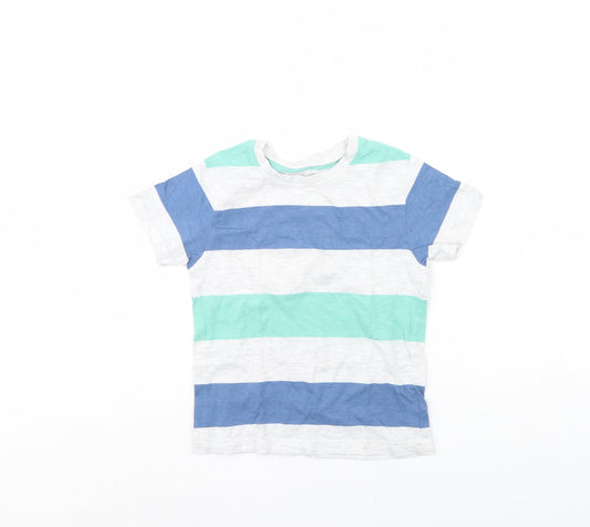 Primark Boys Grey Striped Basic T-Shirt Size 5 Years
