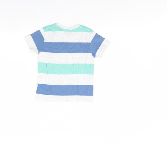 Primark Boys Grey Striped Basic T-Shirt Size 5 Years