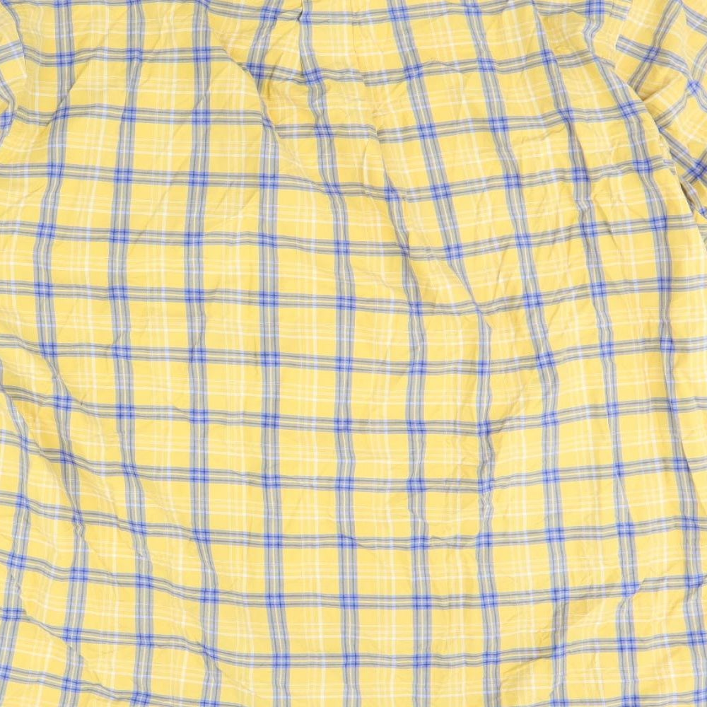 Nautica Womens Yellow Check Basic Button-Up Size L