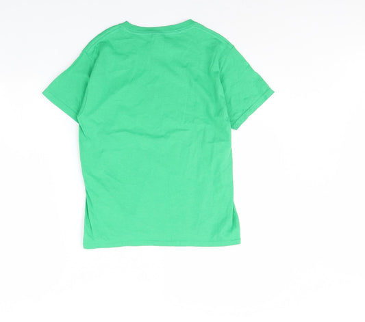 Gildan Boys Green Basic T-Shirt Size M - Dinosaur