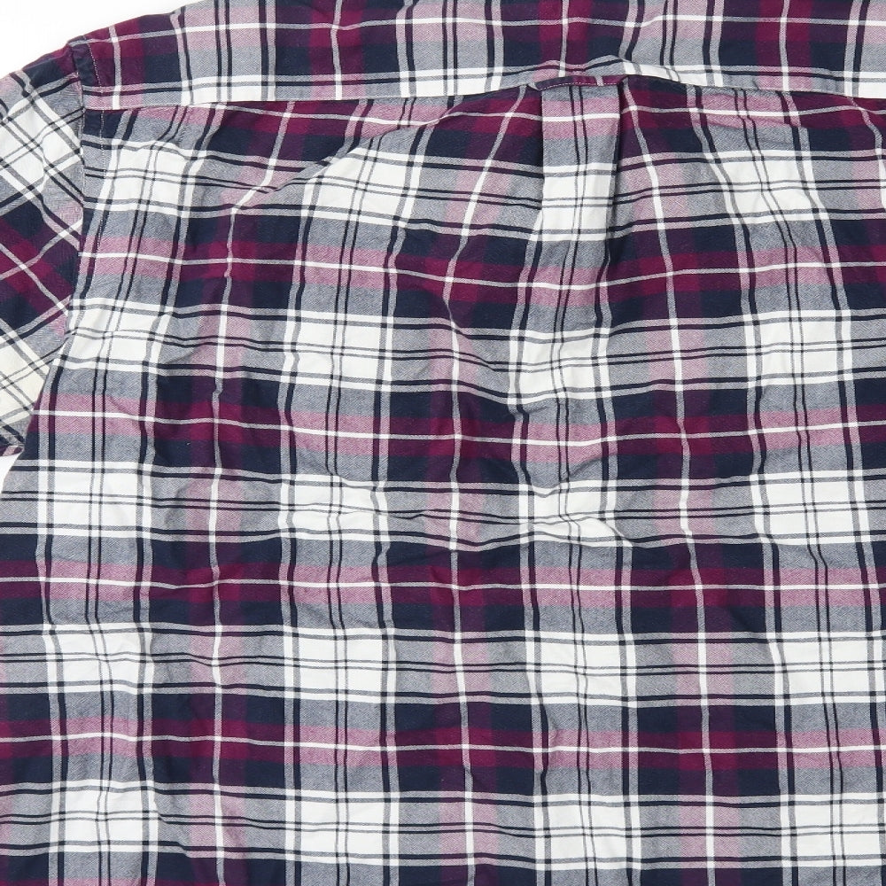 Mens UK Size 44 oxford weave Purple Button-Up Short Sleeve Casual Shirt