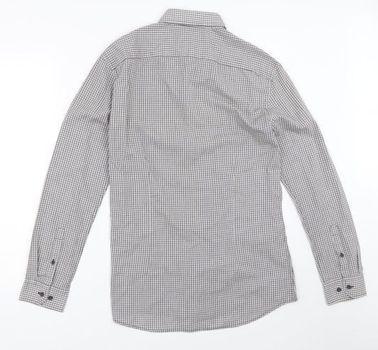 Taylor & Cutter Mens Blue Check Button-Up Size 15