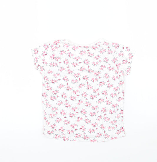 Primark Girls White Floral Basic T-Shirt Size 3-4 Years