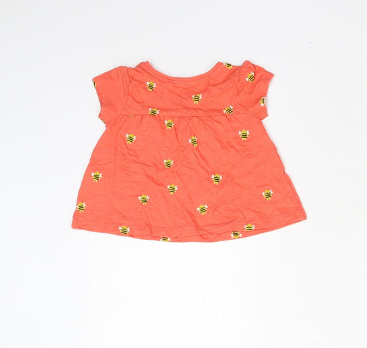NEXT Girls Orange Basic T-Shirt Size 6-9 Months
