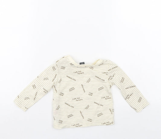 Primark Boys Ivory Striped Pullover Jumper Size 6-9 Months