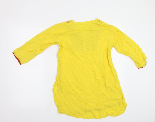 Womens UK Size L Preworn Yellow Basic Blouse