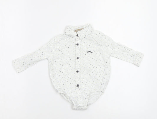 Little Gent Baby White Polka Dot Babygrow One-Piece Size 3-6 Months