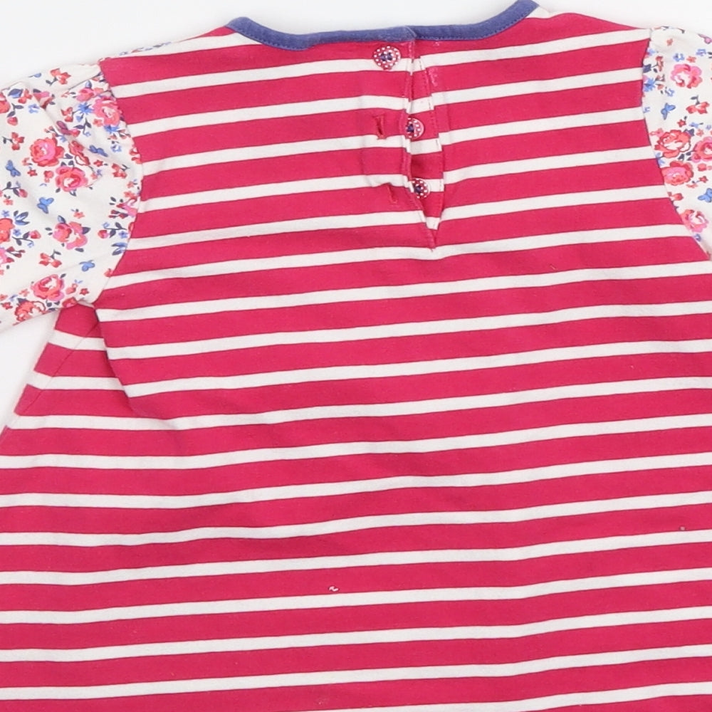 Brand and care label for Mini Club Baby Pink Striped A-Line, size 9-12, Months