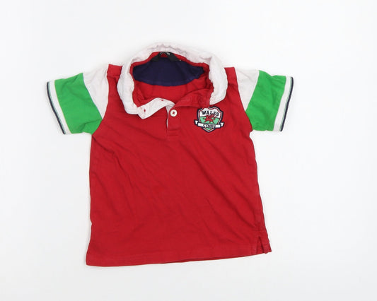 George Boys Red Basic Polo Size 2 Years - Wales