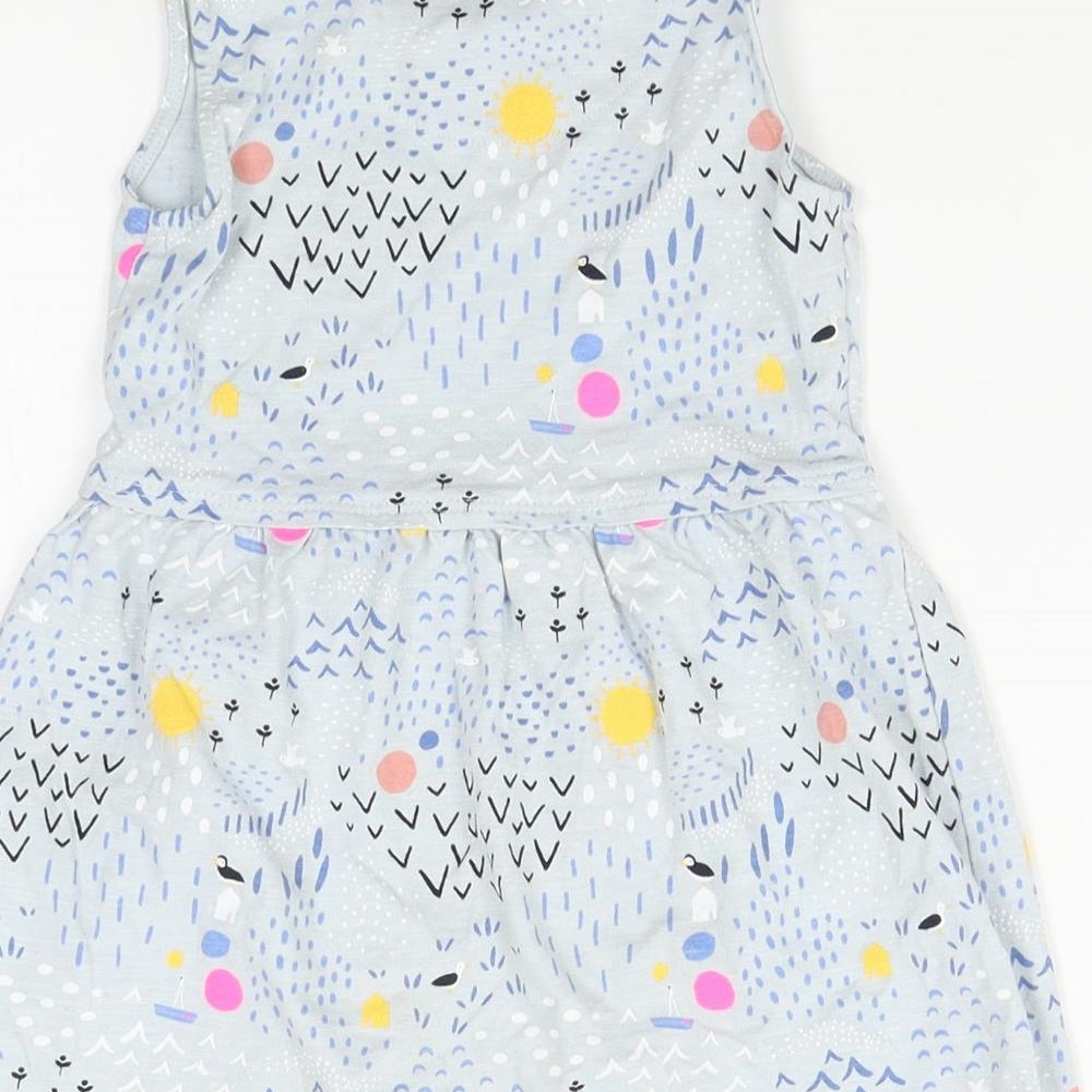 Brand and care label for Tu girls’ grey animal print a-line, size 18-24, months