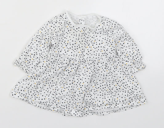 Matalan Girls White Polka Dot Skater Dress Size 3-6 Months