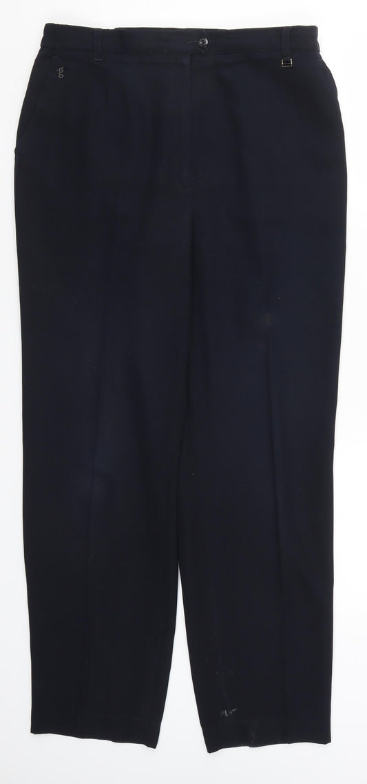 Womens UK Size 12 GARDEUR Regular Fit Blue Trousers