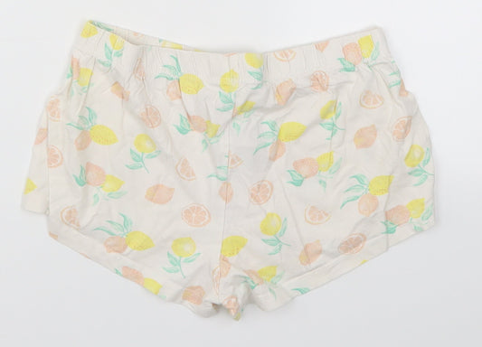 Primark Womens Yellow Sweat Shorts Size 6 - Lemon Print Loungewear