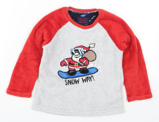 Primark Boys Red Colourblock Pyjama Top Size 3-4 Years - Snow Way