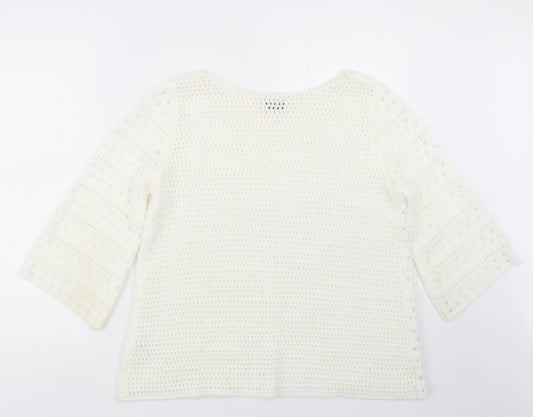 Womens UK Size M Papaya White Pullover Jumper