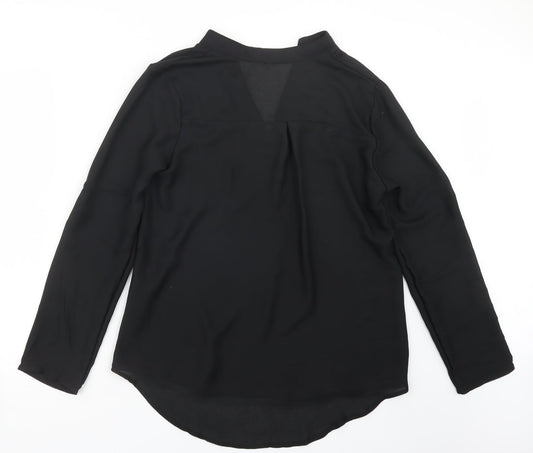 Womens UK Size L Preworn Black Basic Blouse