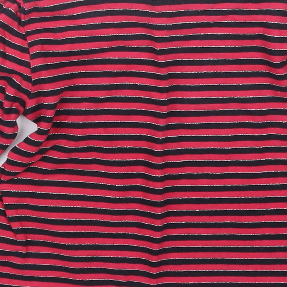 Brand and care label for Vintage Angels girls’ pink striped basic t-shirt, size 3-4, years