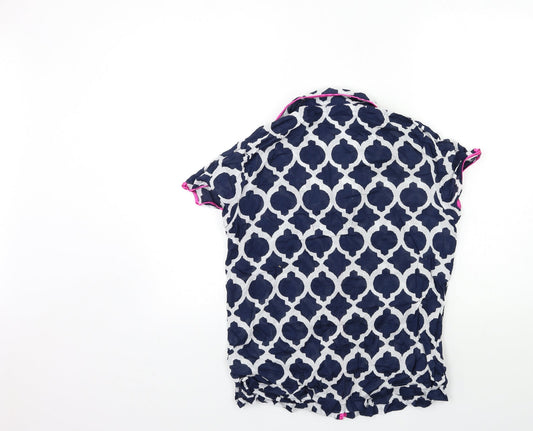 cotton real Mens Blue Geometric Pyjama Top Size M