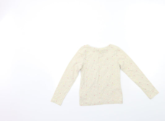 H&M Girls Beige Polka Dot Basic T-Shirt Size 5-6 Years