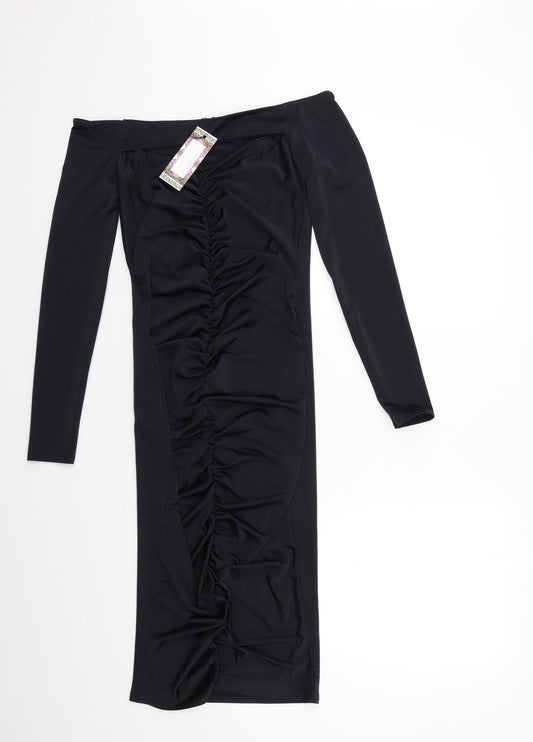 Boohoo Womens Black Bodycon Size 8