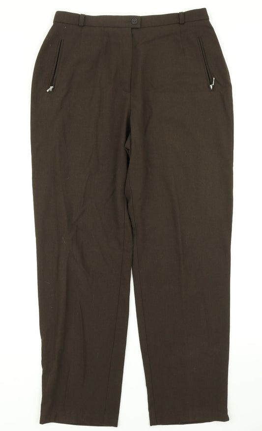 Womens UK Size 14 Marks & Spencer Regular Fit Dress Pants Brown Trousers