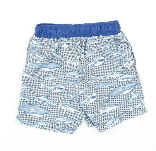 Ru Boys Blue Spotted Cargo Shorts Size 7 Years - shark print
