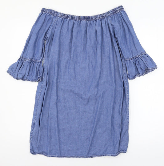 New Look Womens Blue Denim A-Line Size 8