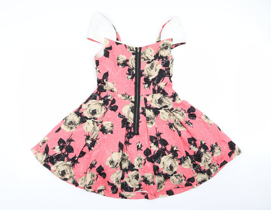 Topshop Womens Multicoloured Floral Fit & Flare Size 10