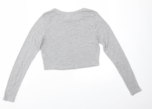 Womens UK Size 10 New Look Grey Basic T-Shirt