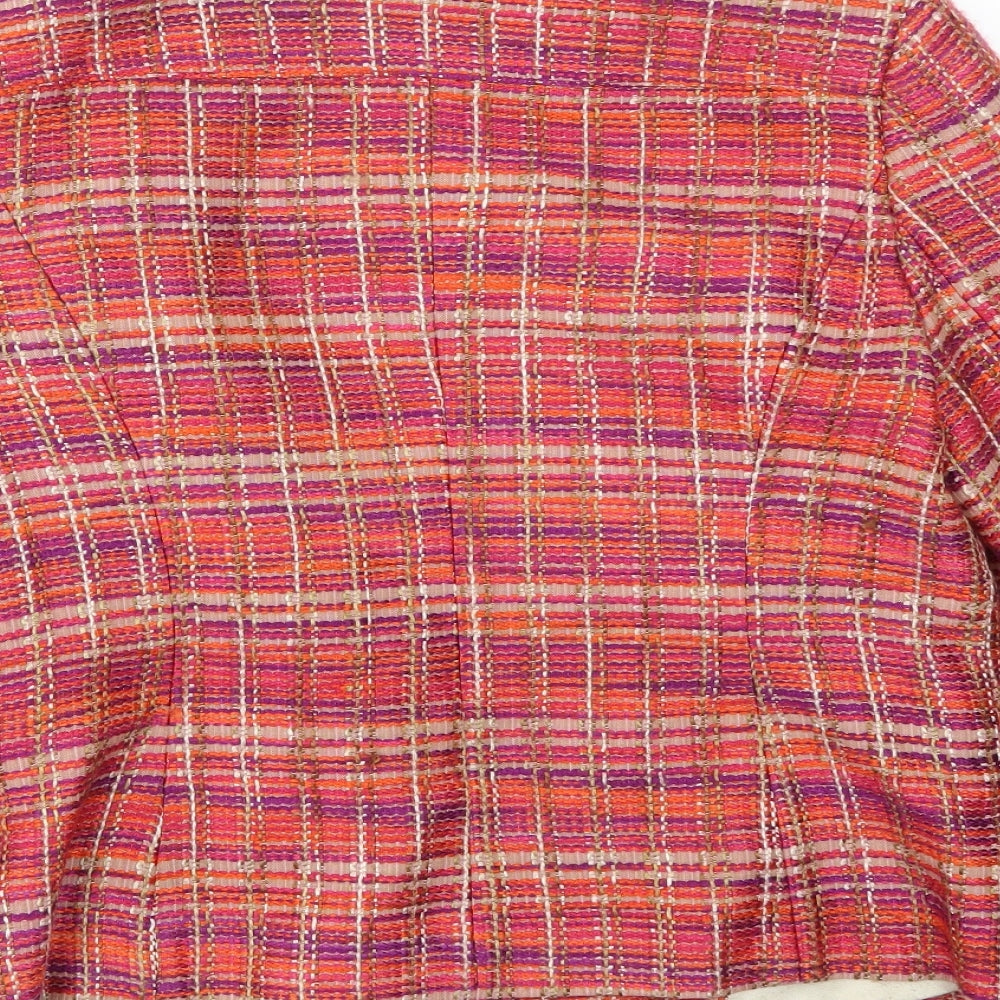 Brand and care label for Soon women’s pink jacket, size UK 14