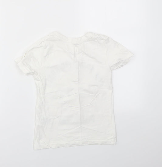 H&M Girls White Basic T-Shirt Size 4-5 Years