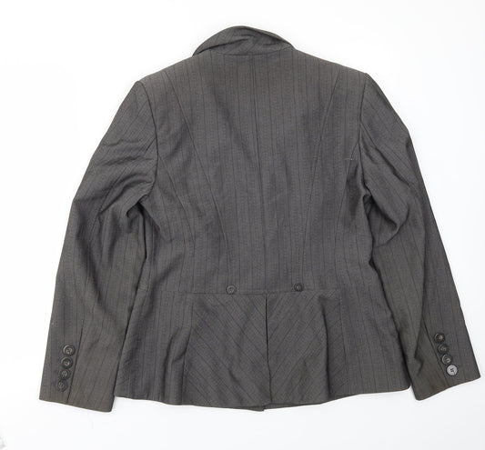 NEXT Womens Grey Striped Jacket Blazer Size 12