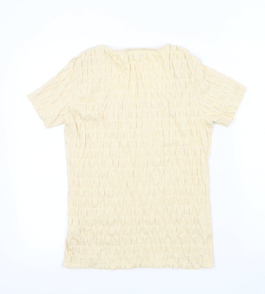 Womens UK Size 10 afibel Beige Basic T-Shirt