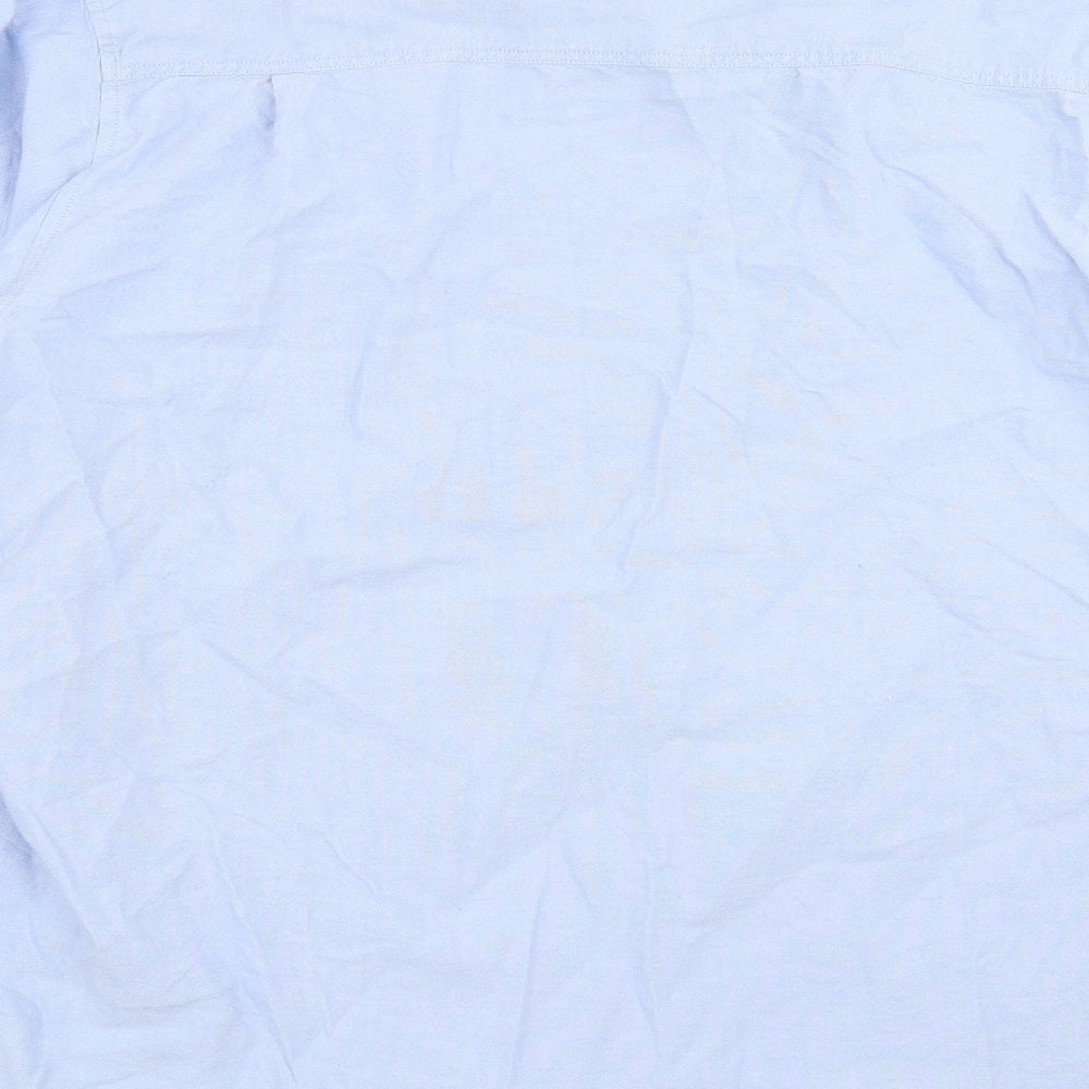 Mens UK Size 2XL Lincoln Blue Button-Up Long Sleeve Casual Shirt