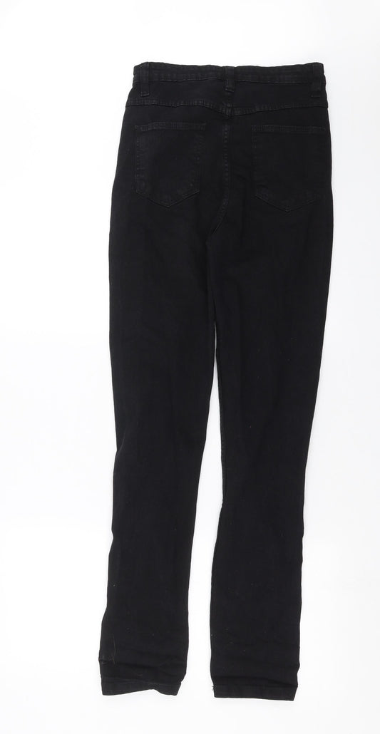 PRETTYLITTLETHING Womens Black Denim Straight Jeans Size 6 L31 in