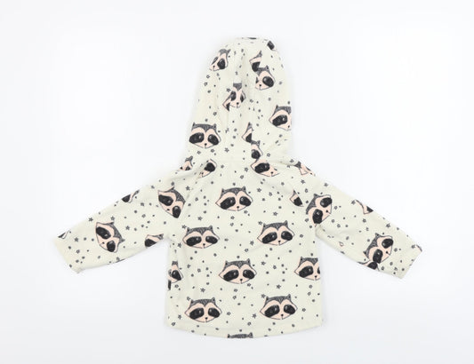 NEXT Girls Beige Animal Print Pullover Hoodie Size 2 Years