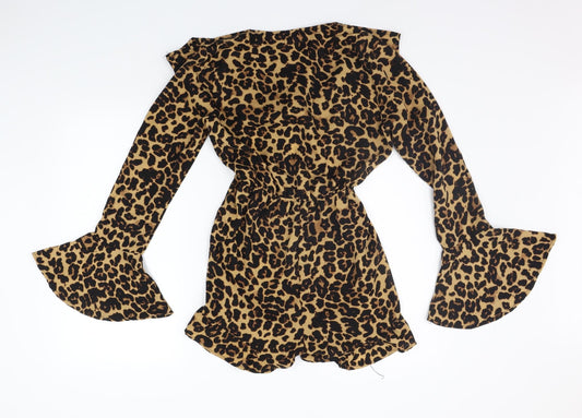 Missguided Womens Beige Animal Print  Jumpsuit One-Piece Size 8