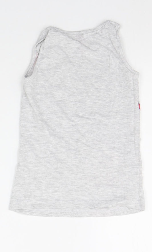 lina pink Girls Grey Basic Tank Size 8 Years - details on chest